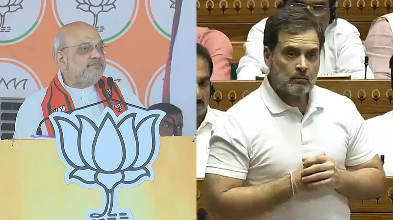 Amit Shah (L) Slams Rahul Gandhis (R) Conduct In The Lok Sabha |