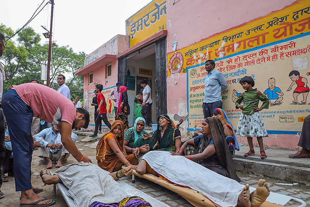 | Photo: PTI : Stampede at religious gathering in Hathras