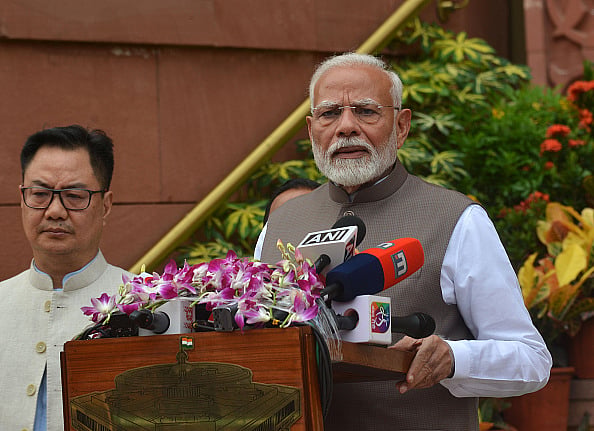 PM Narendra Modi speaking ahead of Budget session 2024