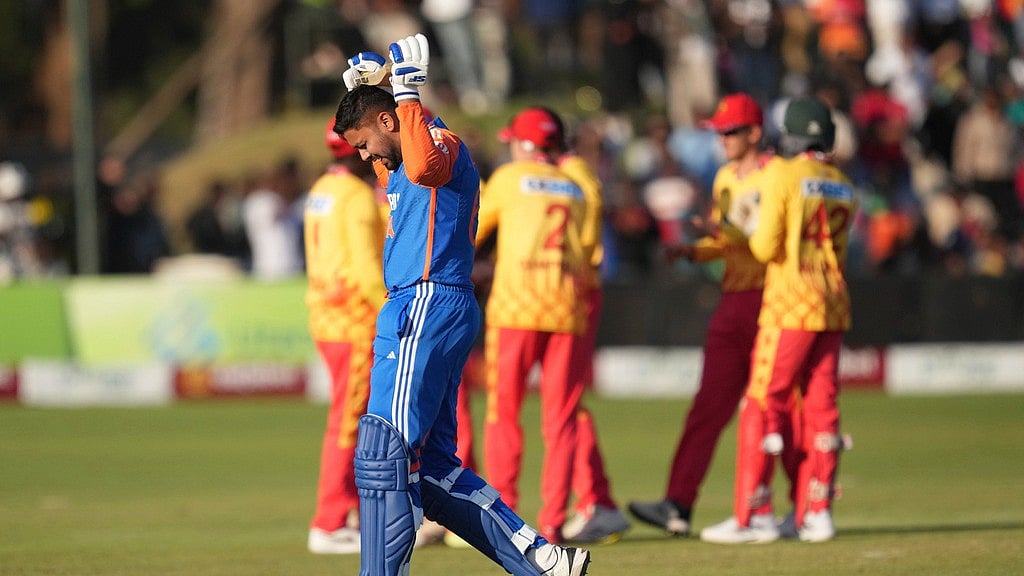 Avesh Khan dismissed, IND vs ZIM 1st T20I, AP photo