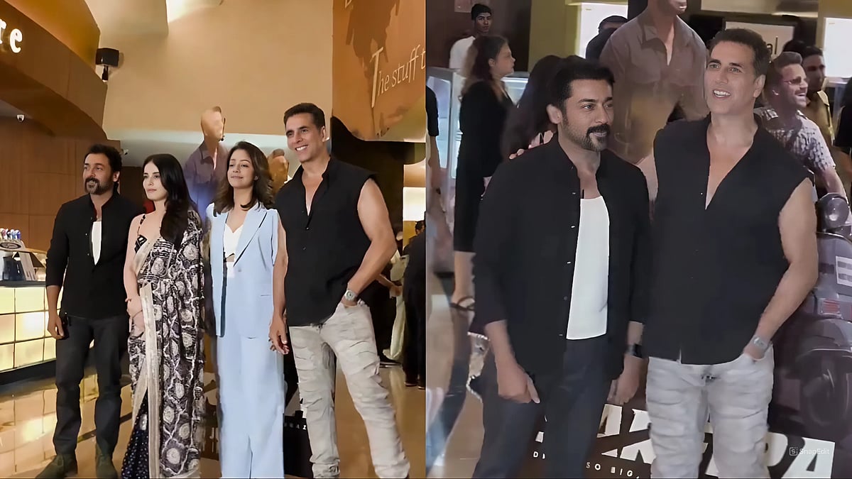 X : Akshay Kumar, Jyotika, Radhika Madan, and Suriya at the Mumbai screening of 'Sarfira'