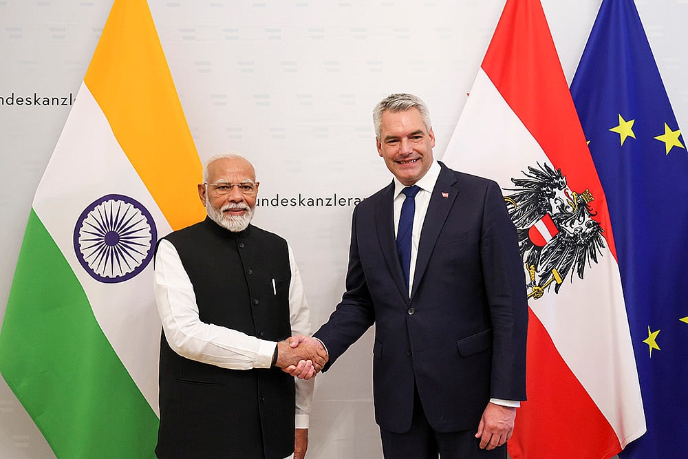 Narendra Modi with Austrian Chancellor Karl Nehammer 