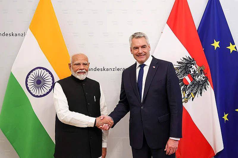 Narendra Modi with Austrian Chancellor Karl Nehammer