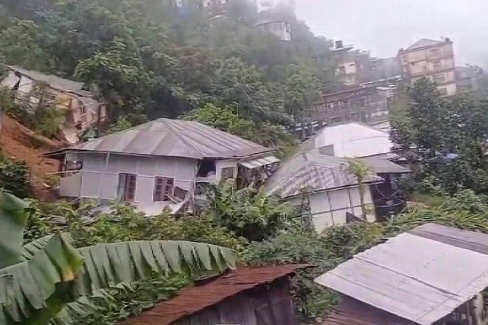 Landslide triggered by rainfall in Mizoram