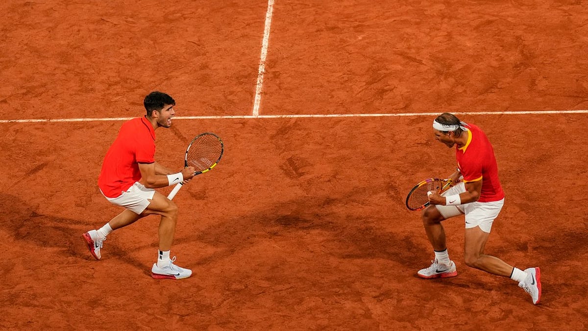 Carlos Alcaraz, Rafael Nadal, AP Photo, Paris Olympic Games 2024
