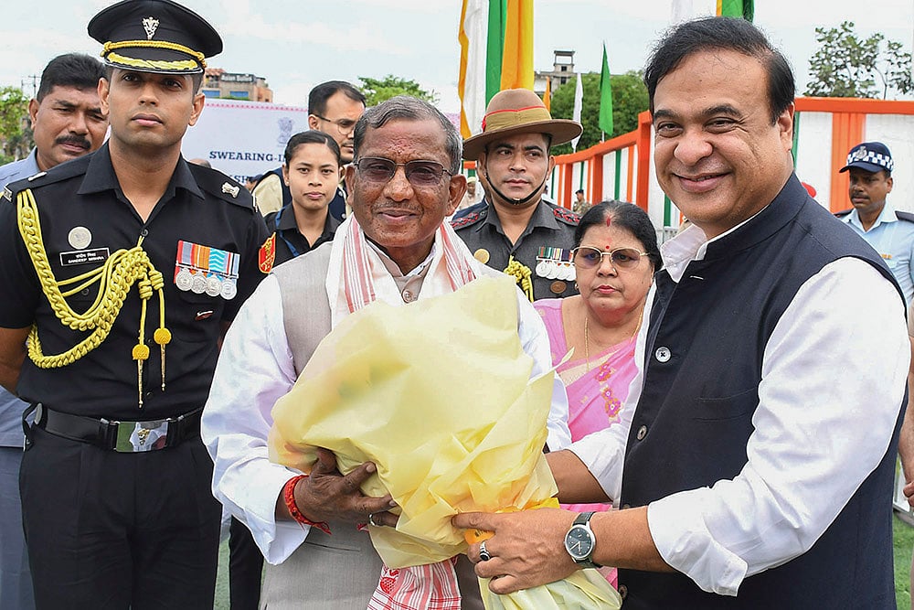 Himanta Biswa Sarma with Lakshman Prasad Acharya in assam