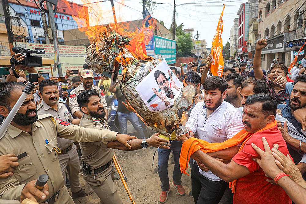 | Photo: PTI  : Bajrang Dal protest in Jammu