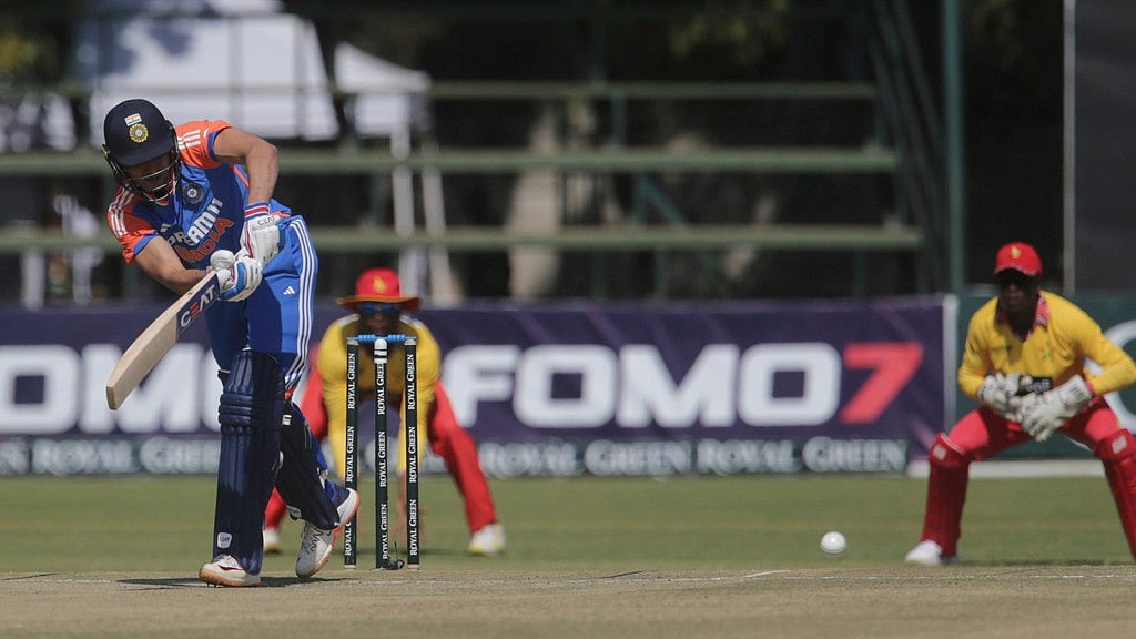 IND's Shubman Gill bats during their third T20I against ZIM at Harare on Wednesday. - Wonder Mashura