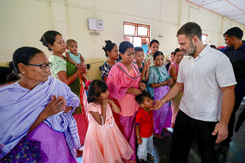 Congress MP Rahul Gandhi meets violence-affected people in Manipur