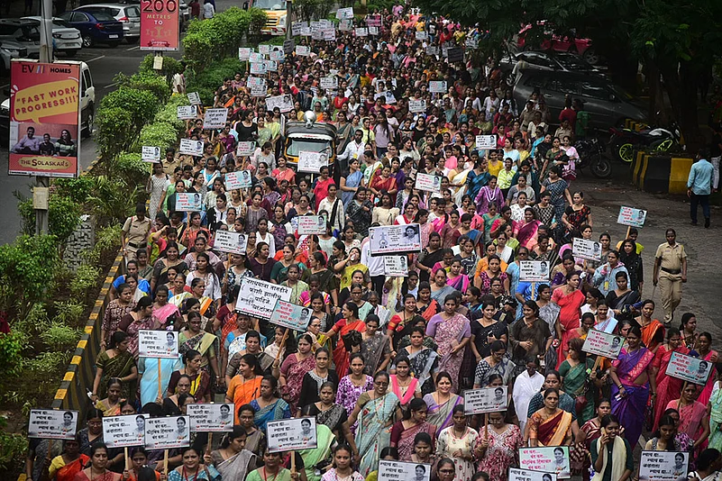 Protest march over sexual assault and murder of Akshata Mhatre in Mumbai