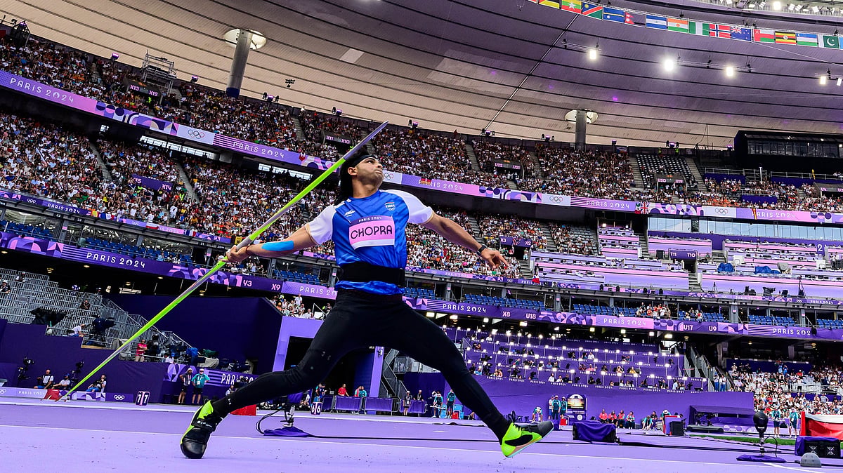 Photo: PTI : India's Neeraj Chopra in action at the Paris Olympics.