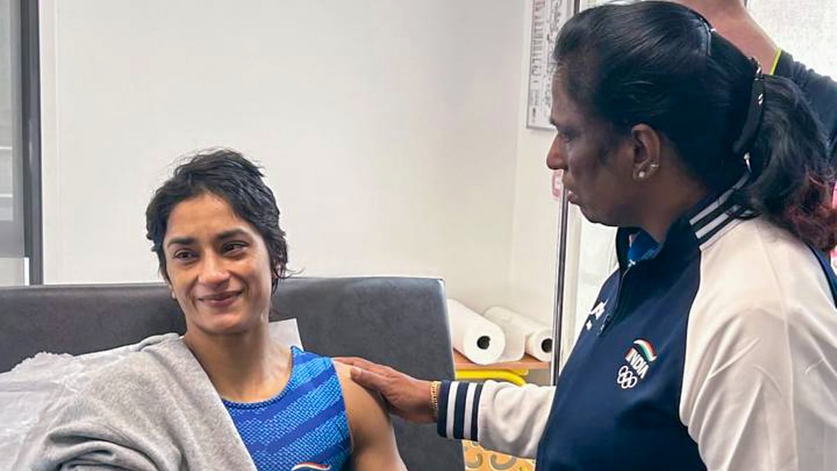 IOA President PT Usha meets wrestler Vinesh Phogat. PTI Photo