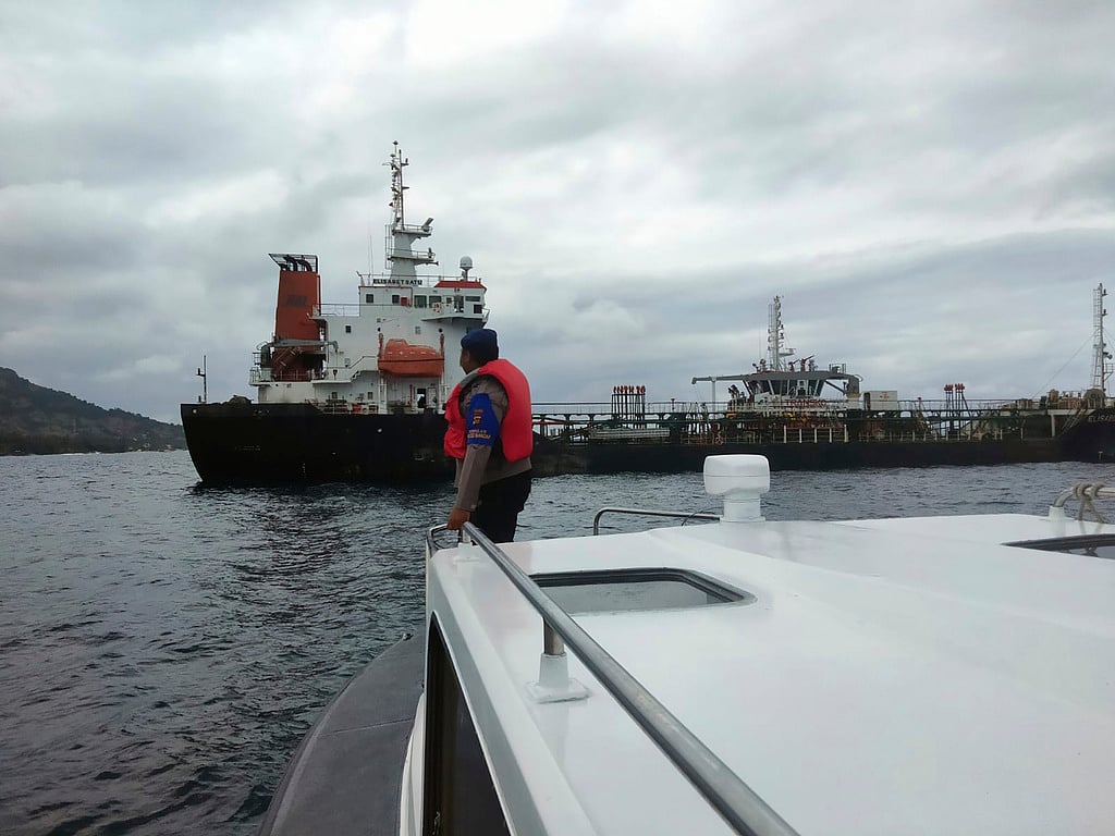 | Photo: AP : Indonesia: 5 Dead, 15 Injured After Tanker Ship Catches Fire Off Bali Island