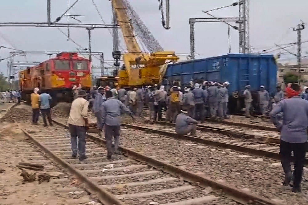 Restoration work underway after Goods train derails in Bhiwani