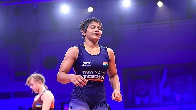 Antim Panghal during her round of 16 bout in the Paris Olympics 2024