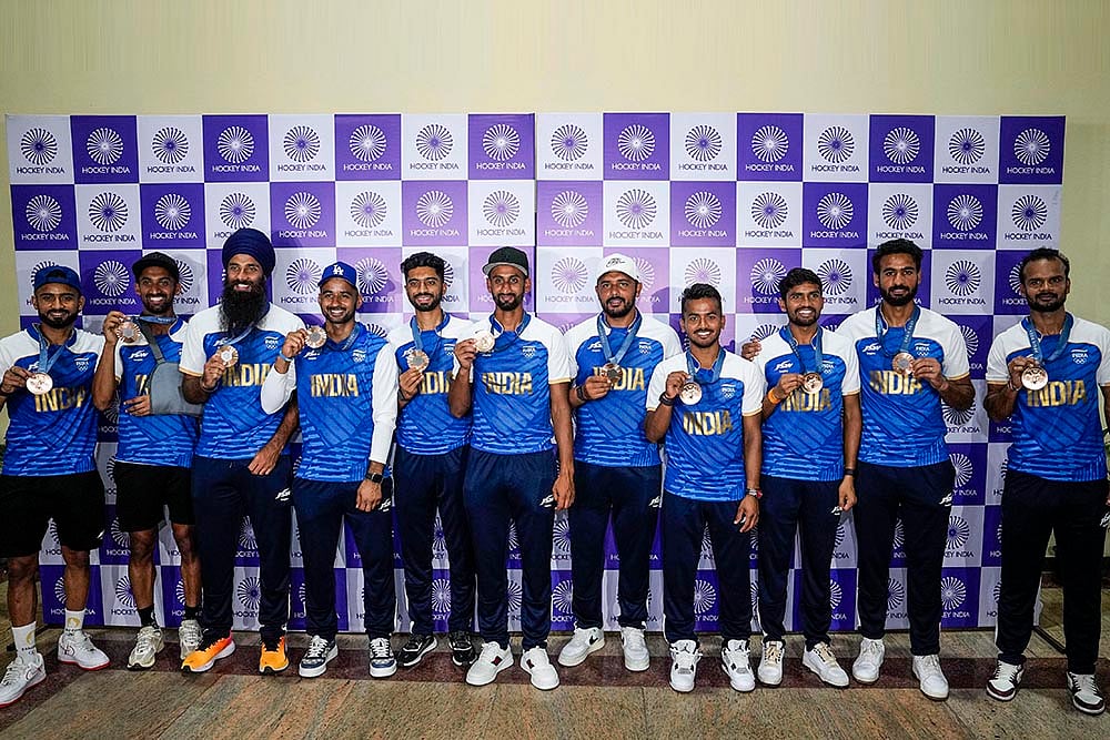 Paris Olympics Bronze medalist Indian Hockey team arrive at Delhi airport_9
