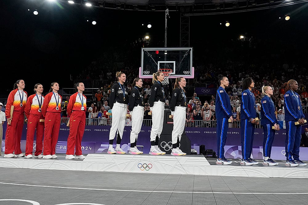 2024 Paris Olympics womens 3x3 basketball medal ceremony