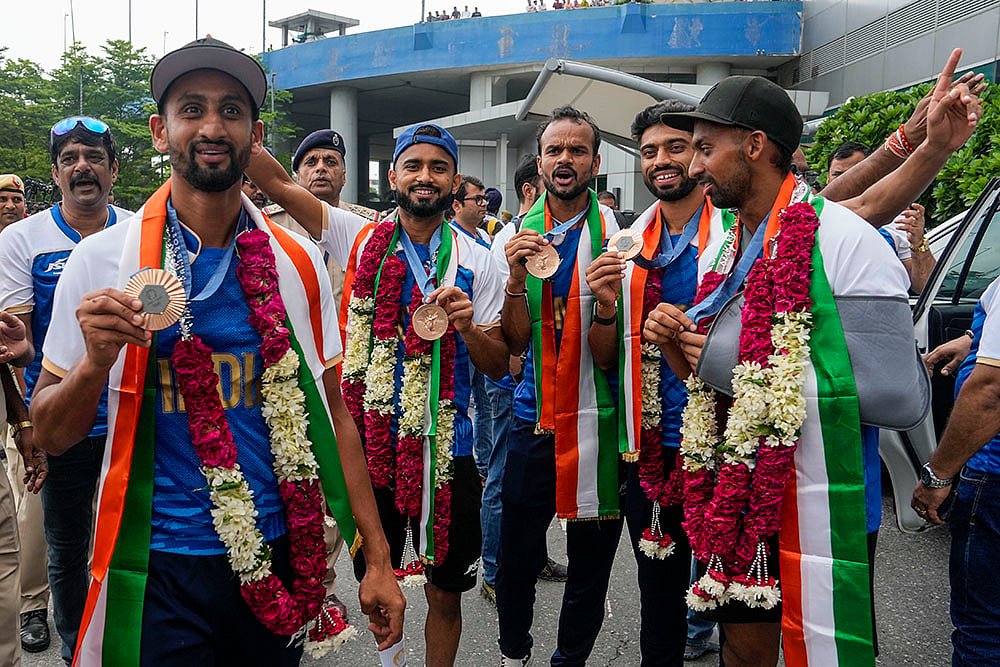 Paris Olympics Bronze medalist Indian Hockey team arrive at Delhi airport_5