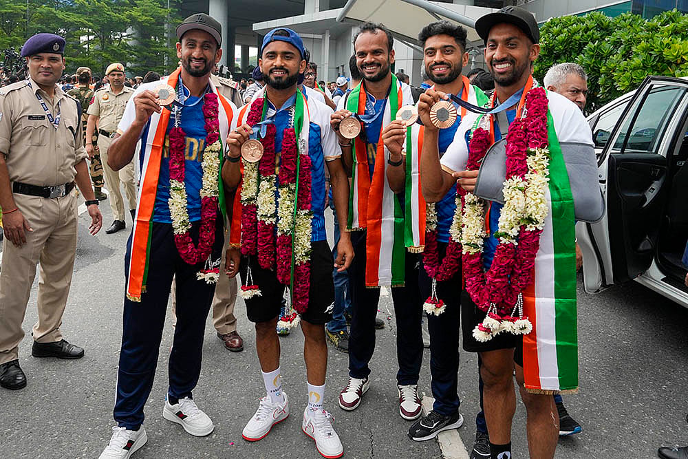 Paris Olympics Bronze medalist Indian Hockey team arrive at Delhi airport_4