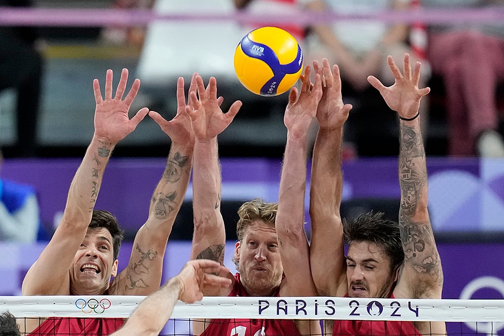 2024 Paris Olympics Day 14_mens bronze medal volleyball match between the United States and Italy