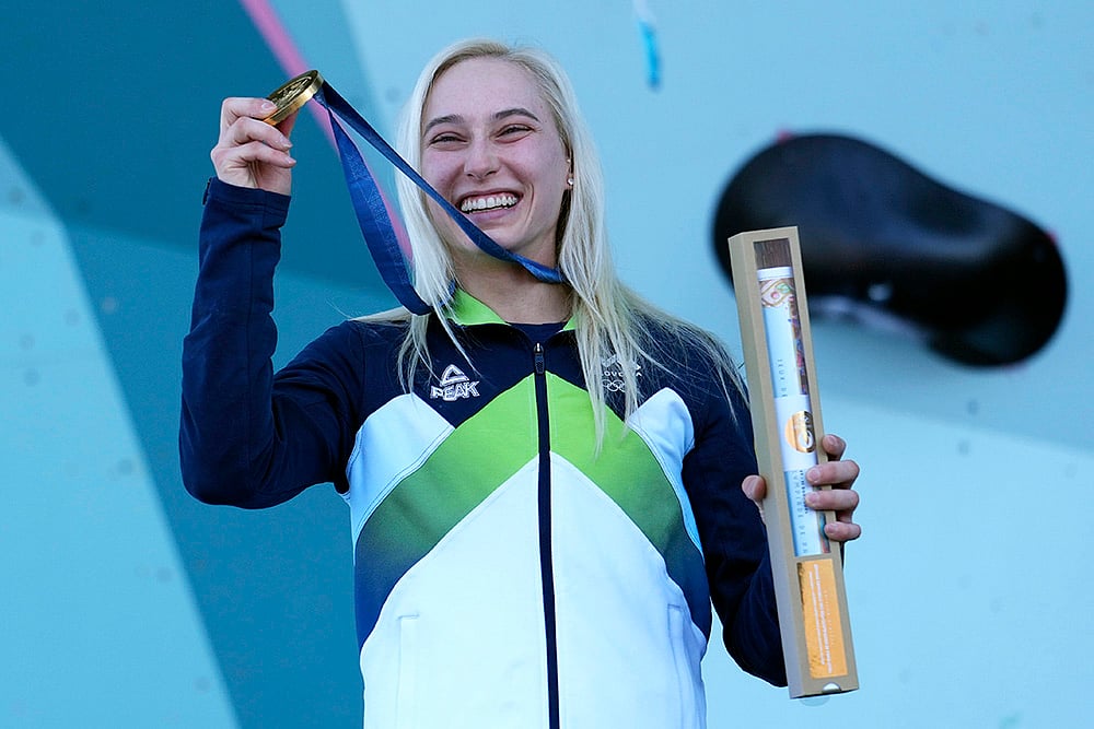 Paris Olympics sport climbing_womens boulder and lead Gold medallist Janja Garnbret of Slovenia