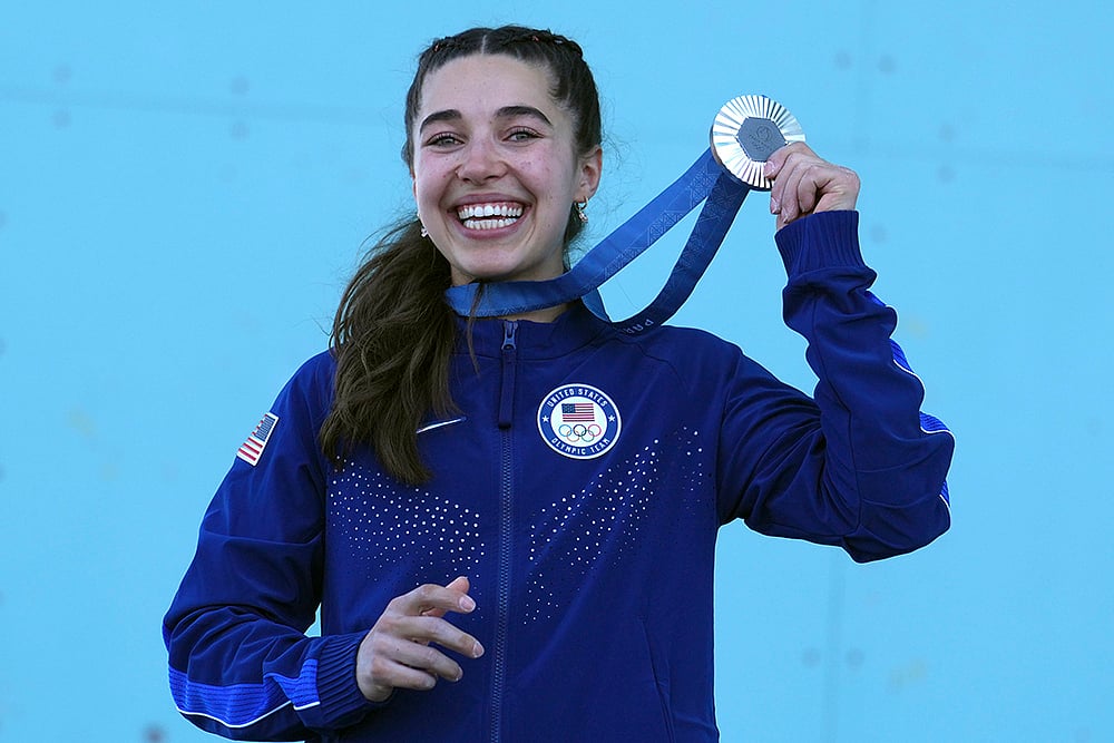 Paris Olympics sport climbing_womens boulder and lead Silver medallist Brooke Raboutou of the US