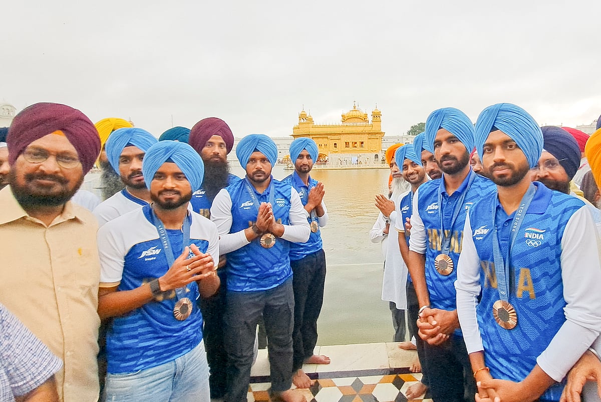 India National Men's Hockey team at the Golden Temple after their return from the Paris Olympics 2024. 