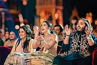 POV: You're The Ambanis' Golden Retriever Photo: PTI : Such a Long Celebration: Anant and Radhika at their pre-wedding bash in Jamnagar