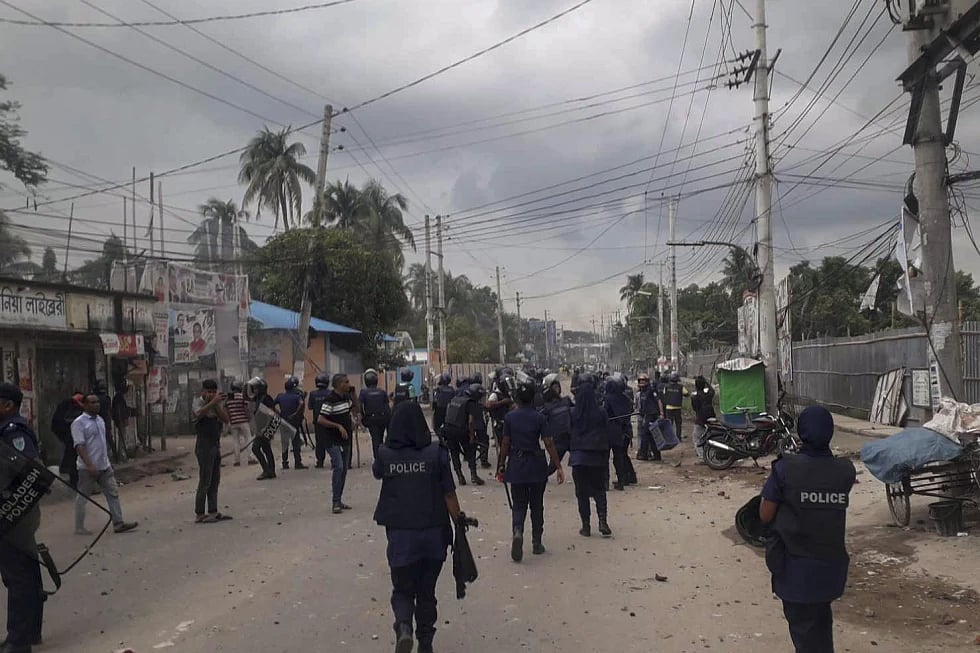 Bangladesh Police personnel during recent violence in the country |