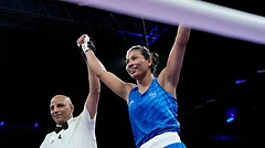India's Lovlina Borgohain celebrates after defeating Norway's Sunniva Hofstad in their women's 75 kg preliminary boxing match at the 2024 Summer Olympics. - AP Photo/Ariana Cubillos