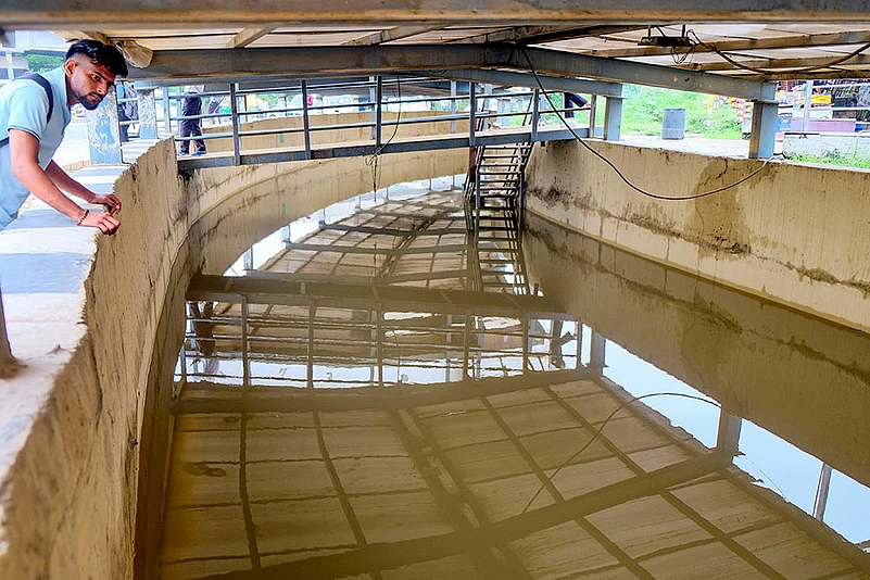 waterlogged underpass after heavy monson rainfall in Gurugram
