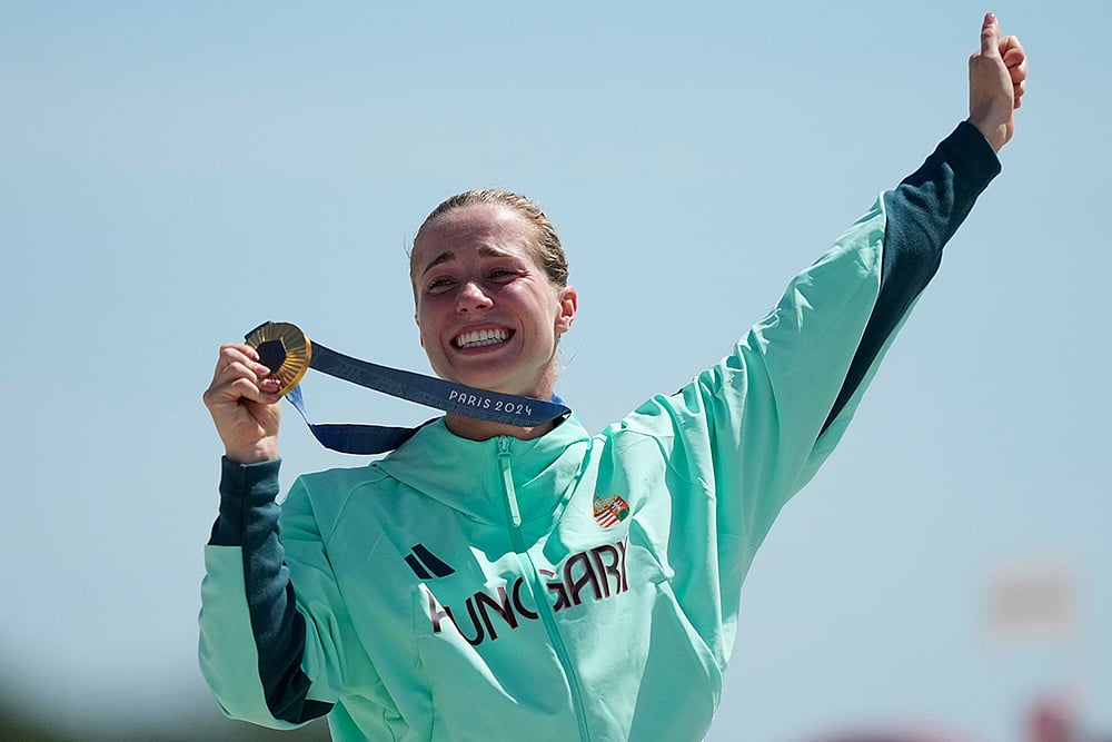 2024 Paris Olympics Modern Pentathlon Medallists_Gold medalist Hungarys Blanka Guzi