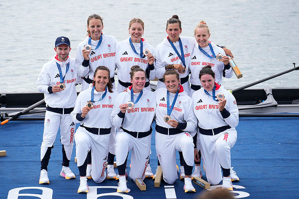 2024 Paris Olympics Rowing Medallists_Womens eight rowing final bronze medalists Britain