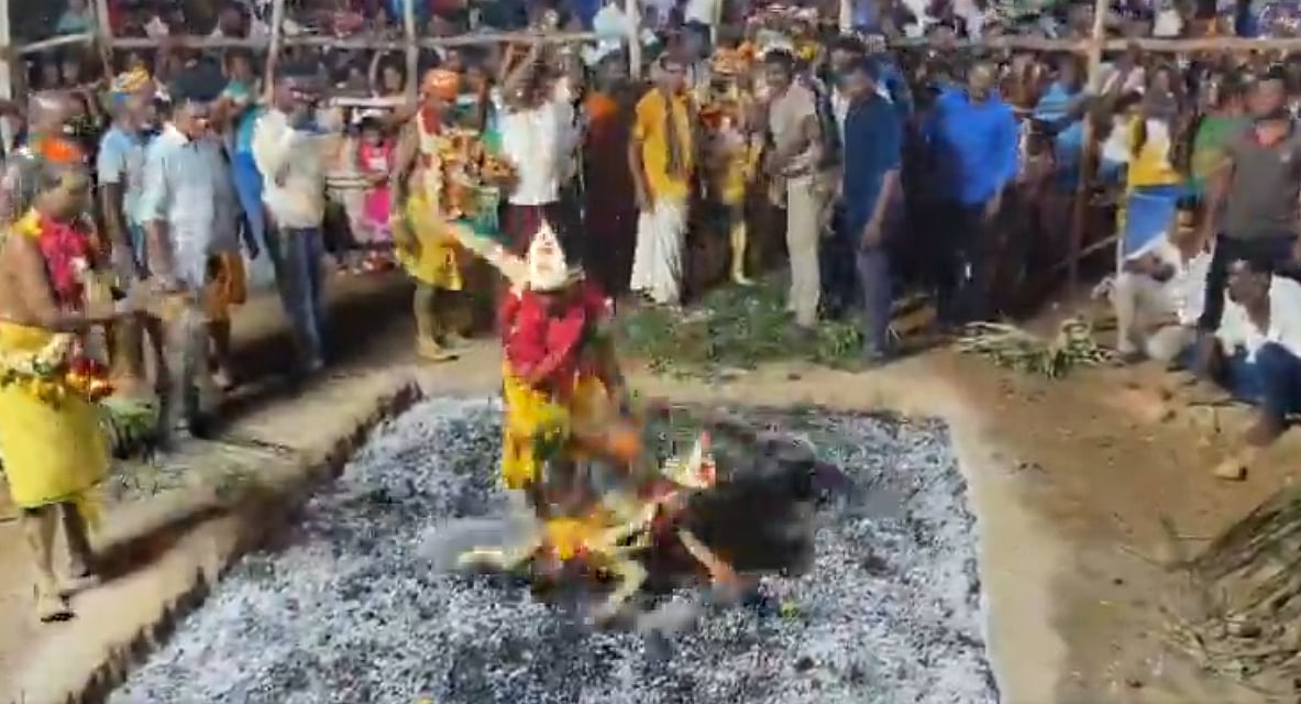 Screengrab from the viral fire-walking video | 