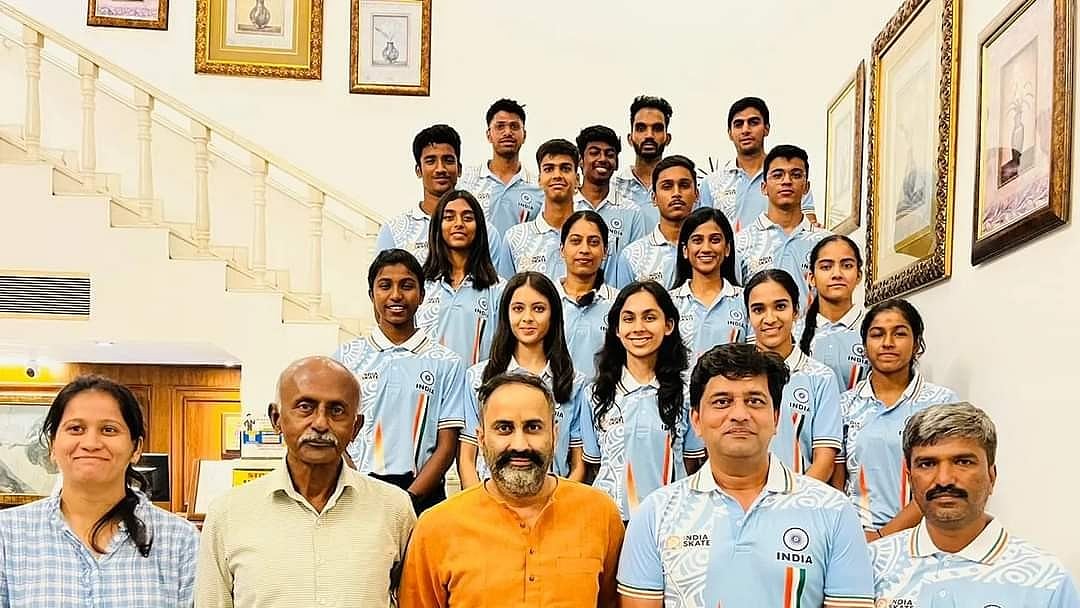 Coach HR Ravish Roller Skating Federation of India, and team