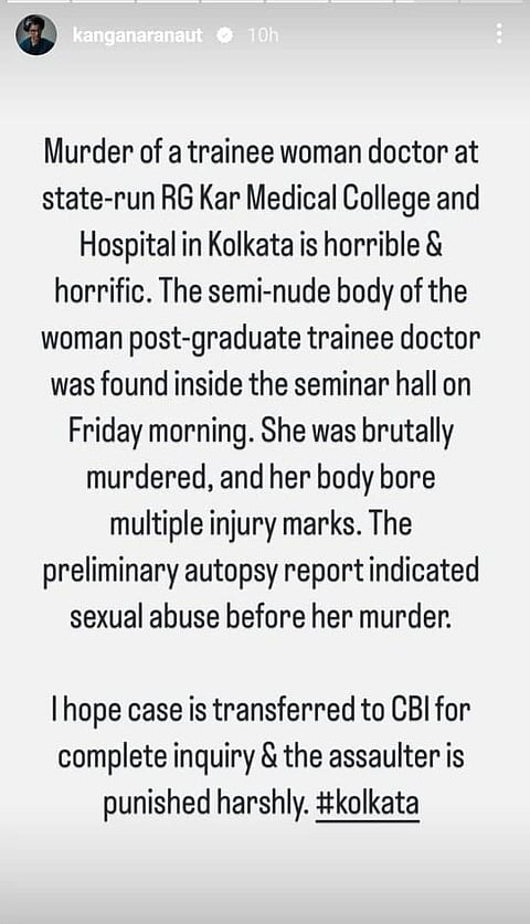 Kangana Ranaut on her Instagram Stories