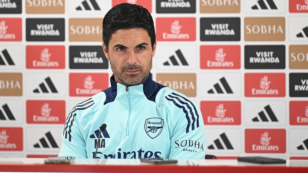 Mikel Arteta at a press conference to preview Saturday's clash with Wolves - null