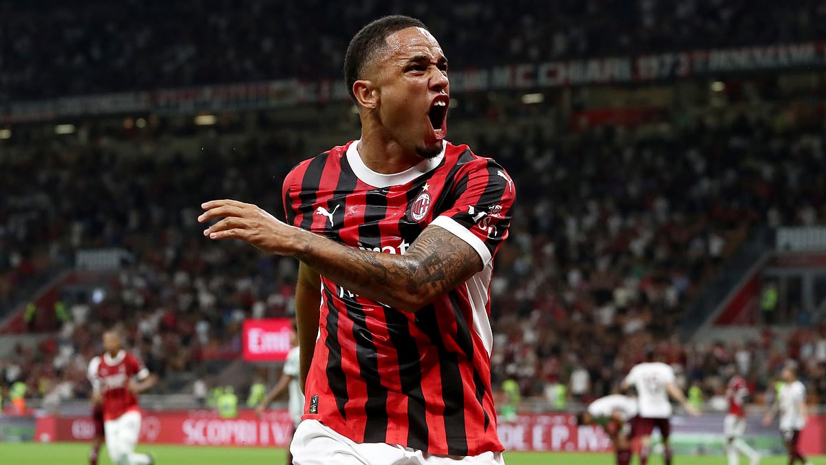 Noah Okafor celebrates after equalising against Torino