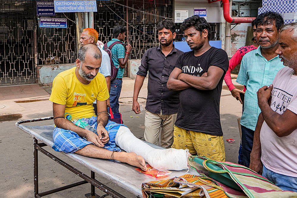 Doctors strike: A patient waits outside the OPD of the SSKM hospital