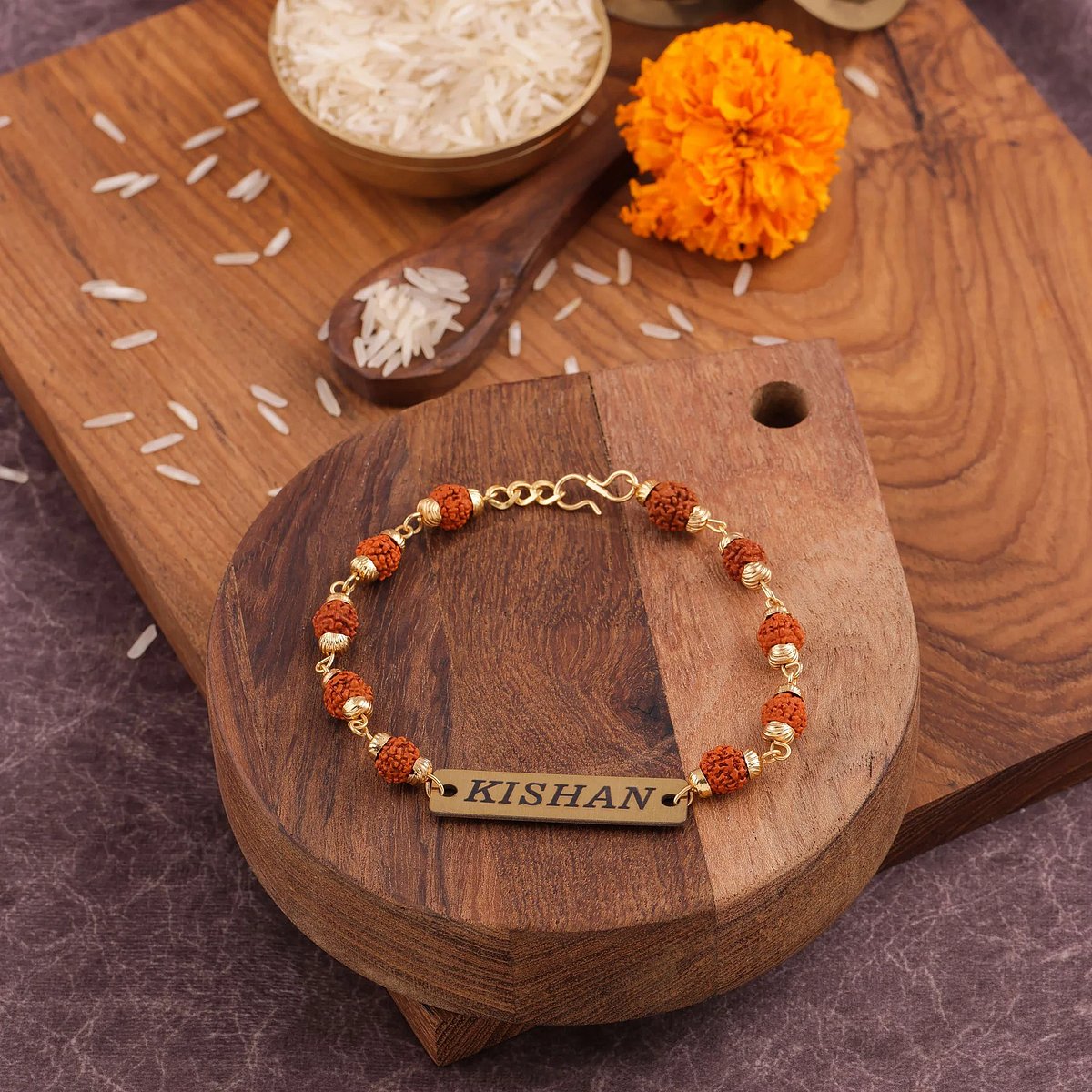 Customized Rudraksha Name Bracelet