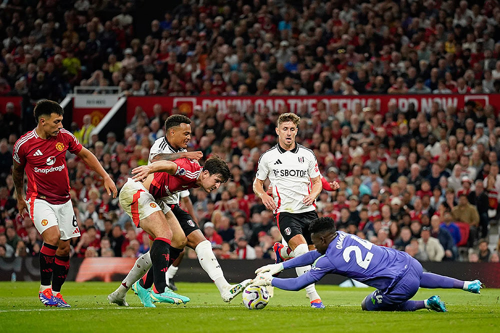 Premier League 2024-25: Manchester United Vs Fulham_Uniteds goalkeeper Andre Onana makes a save