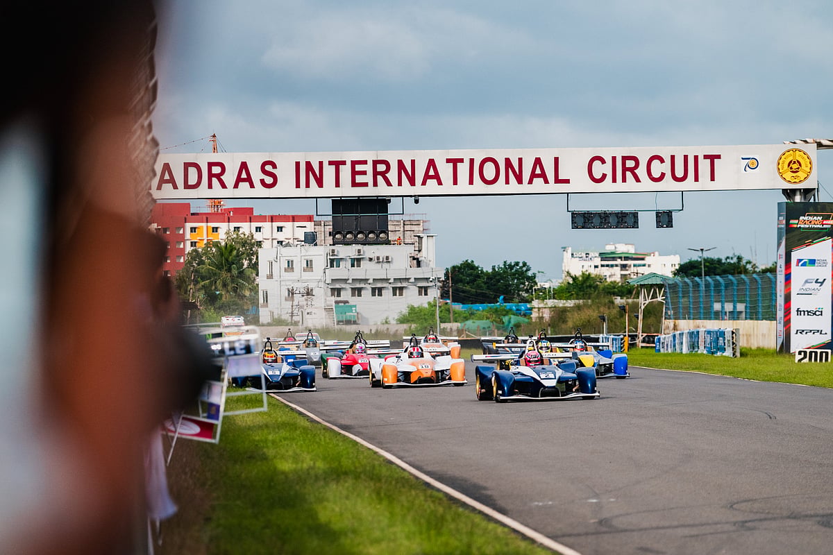 Indian Racing League cars at the Madras International circuit.  - X | Indian Racing League