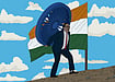 Whose Ambedkar Is It Anyway? Digital Illustration, 2021 : Dr Ambedkar carrying Ashok Chakra in front of the Indian flag. The illustration depicts that true freedom requires continuous efforts