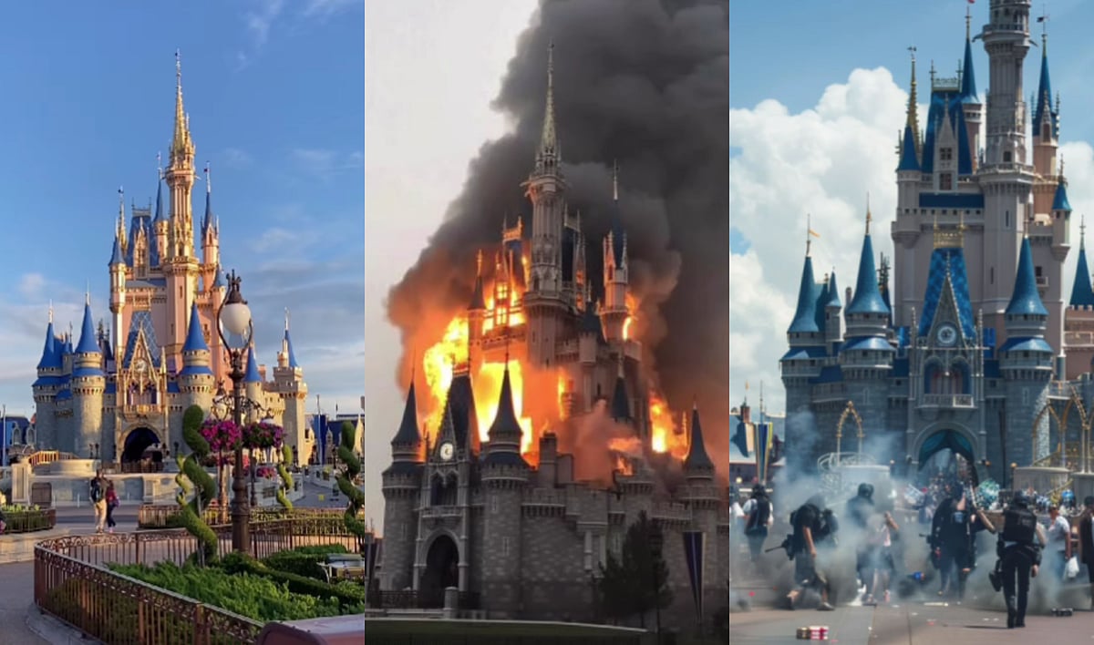 Disney Cinderella Castle Fire