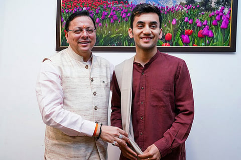 Lakshya Sen met Pushkar Singh Dhami