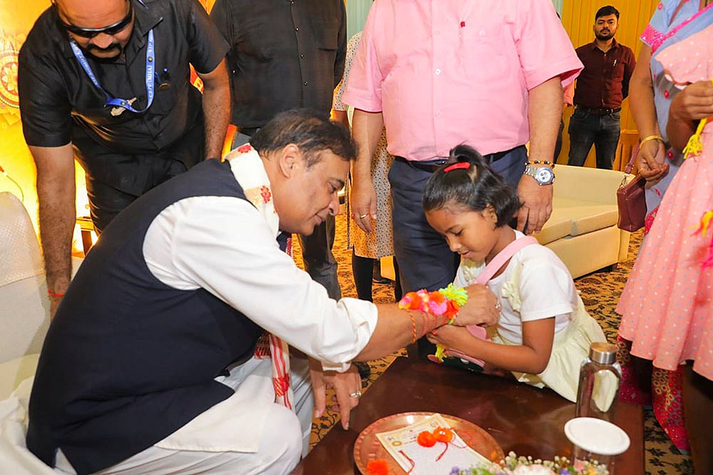 Assam CM Himanta Biswa Sarma during Raksha Bandhan celebrations in Guwahati