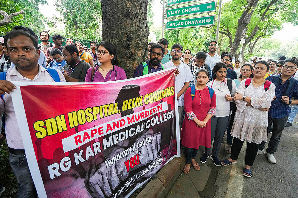 Doctors protest against Kolkata rape-murder in Delhi