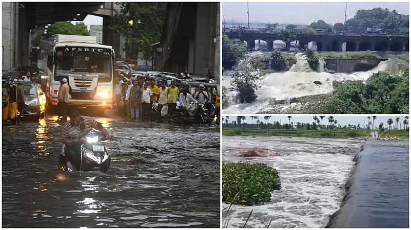 Visuals from heavy rains across Telangana |