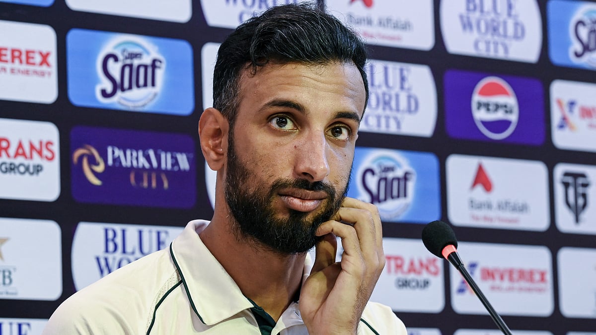 Shan Masood faces the press ahead of Pakistan's first Test versus Bangladesh. - null
