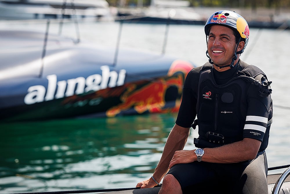 American surfer Kai Lenny at Alinghi Red Bull Racing base to test hydrofoil yachting in Barcelona_6